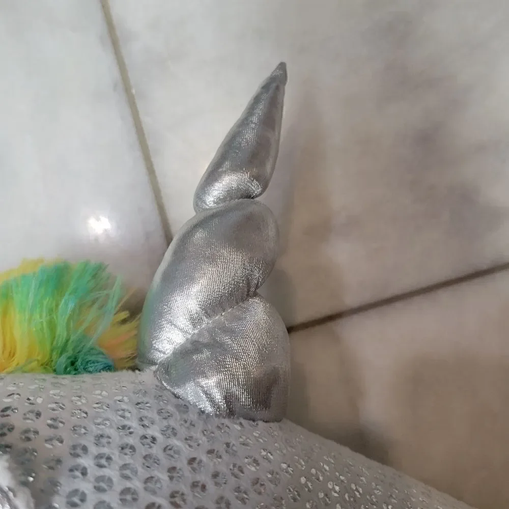 Dan Dee Silver Sparkle Rainbow plush stuffed Unicorn Horse 22